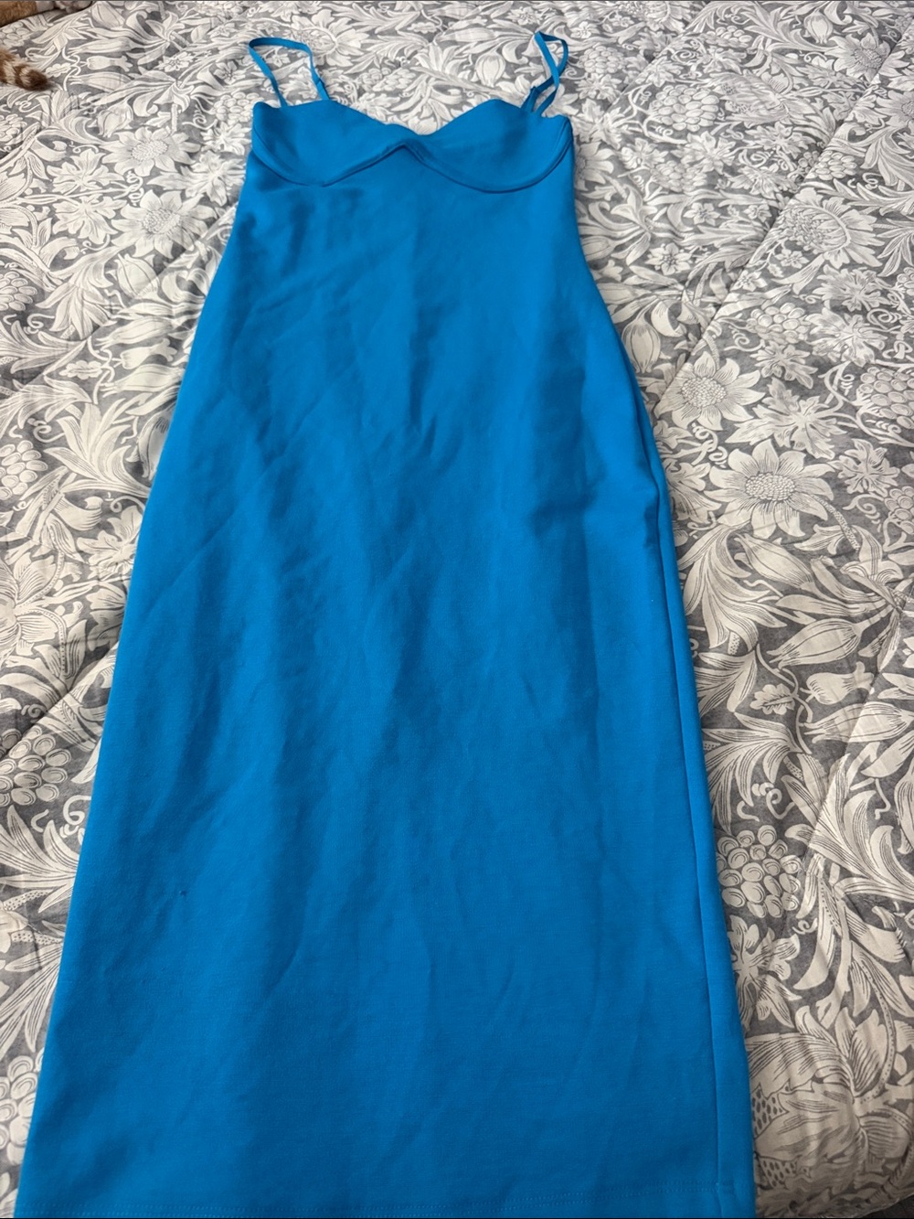 Zara Bright Blue Spaghetti Strap Maxi Dress